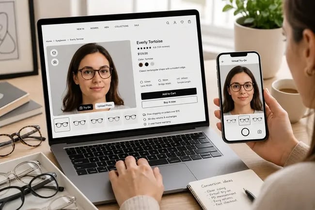 Virtual try-on glasses shopping setup