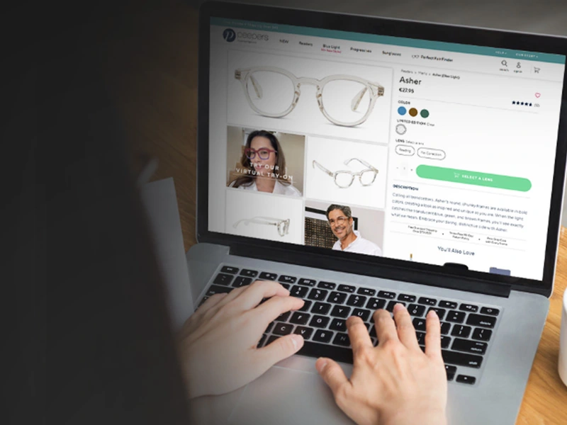 Fittingbox virtual try-on on Peepers glasses catalog