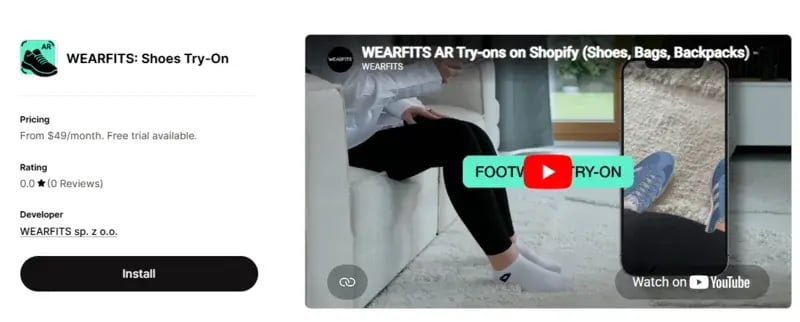 vista previa de WEARFITS en Shopify