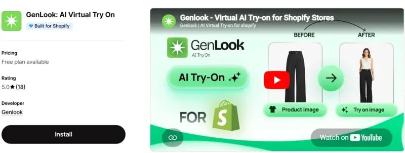 vista previa de GenLook en Shopify