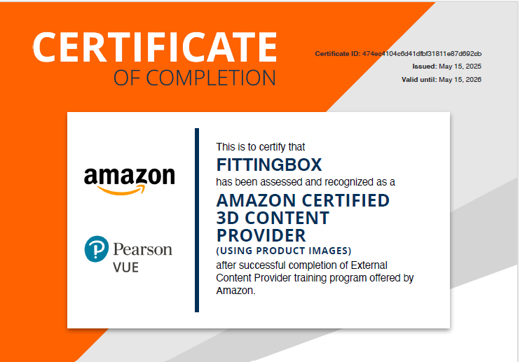 Le réalisme 3D de Fittingbox certifié par Amazon, le géant du ecommerce